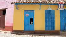 Entrance to "Hostal Los Relojes" in the street Calle Santa Ana in Trinidad Cuba