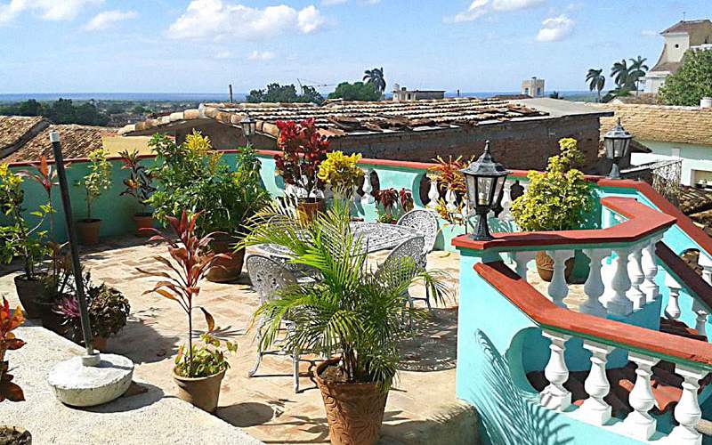 Panoramaaussicht von der Dachterrasse des "Hostal Barceló" in Trinidad Kuba