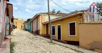 The Calle Madia Luna street in the center of the old town in Trinidad Cuba