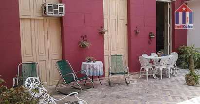 The patio is huge and each rental party has its own sitting area