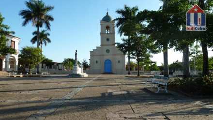 Central square with church in Cuba Vinales